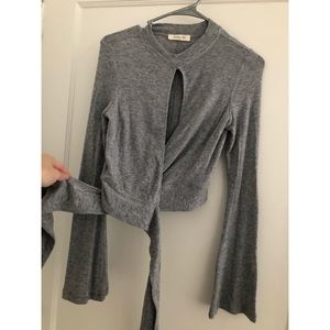 Indigo Child Bell Sleeved Keyhole Crop Top